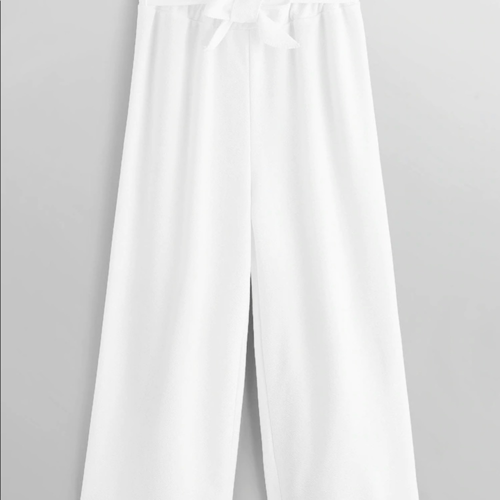 Brand New White wide leg belted pants